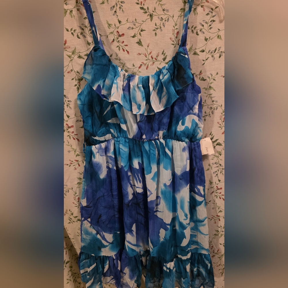 Ladies' Faith 21 Blue and White Floral Dress or Tunic XL NWT